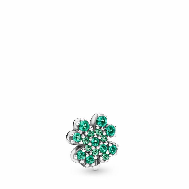 Pandora Australia Radiant Green Clover Petite Charm - Sterling Silver | VLROQP910